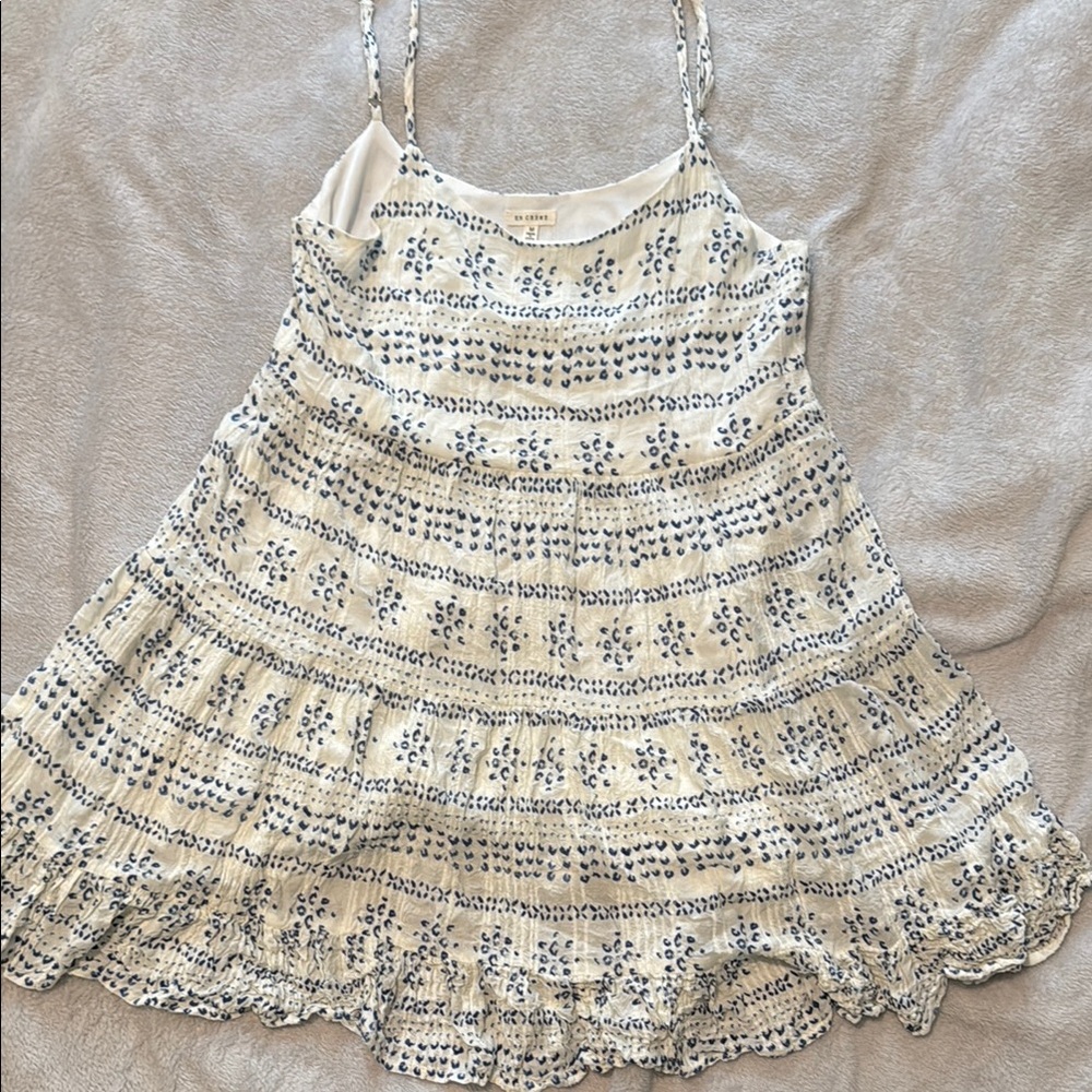 En Creme Ruffled Textured Sundress